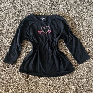 Vintage Y2K McBling Bedazzled Heart Shirt Krazy Kat Women Large